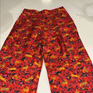 Vibrant Red Patterned Women’s Pants